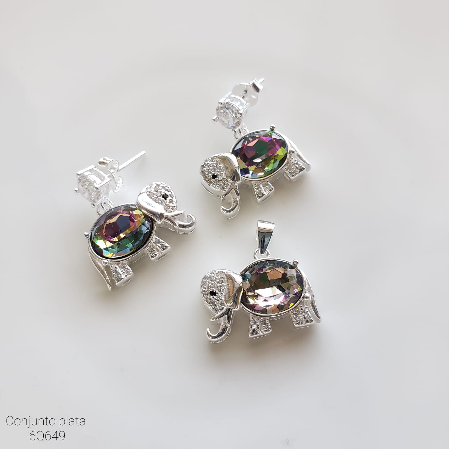CONJUNTO TORNASOL ELEFANTE/PLATA 925