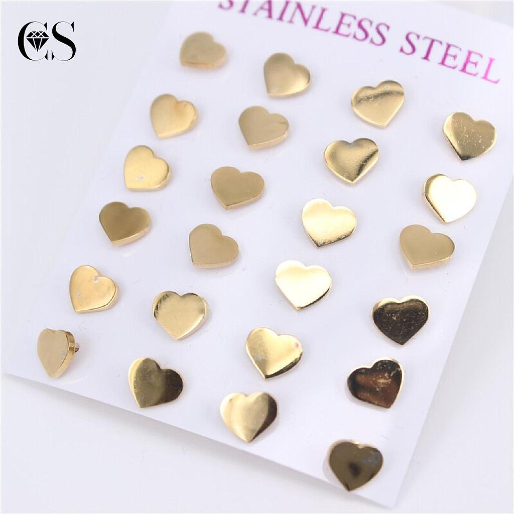 Aretes corazón/par/acero inoxidable