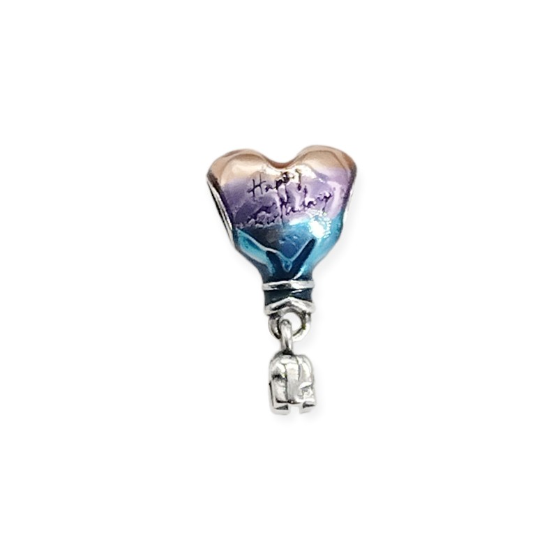 CHARMS CLÁSICOS, CHARMS COLGANTES, CHARMS DE GLOBO AEROSTÁTICO CON GRABADO &quot;HAPPY BIRTHDAY&quot;