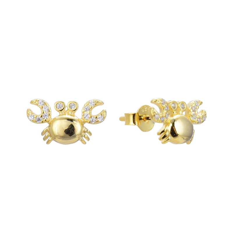ZARCILLOS DE CANGREJO . ARETES , PENDIENTES , ANIMALES , CIERRE TOPITO . 1.2 GR
