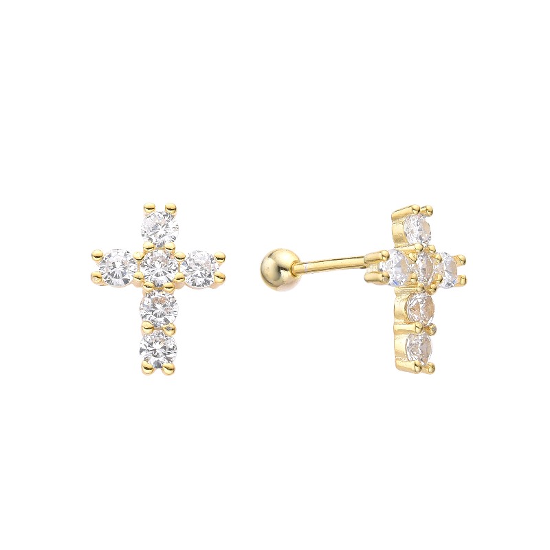 ZARCILLOS DE CRUZ. ARETES, PENDIENTES, CRUCES, CIERRE ROSCA