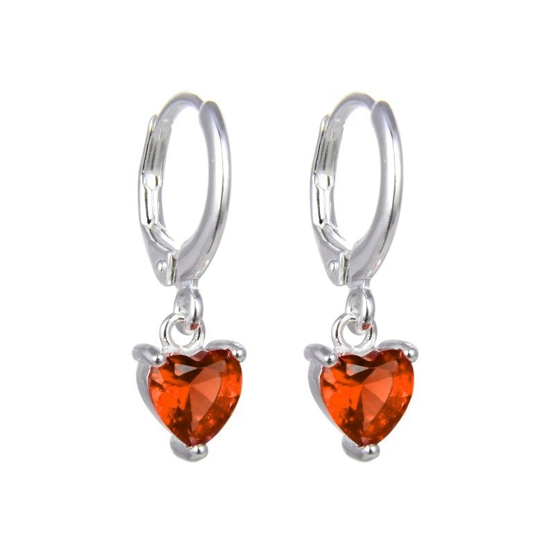 HUGGIES CON DIJE COLGANTE DE CORAZÓN. ARETES, ZARCILLOS, CIERRE FRANCES O BRISURA