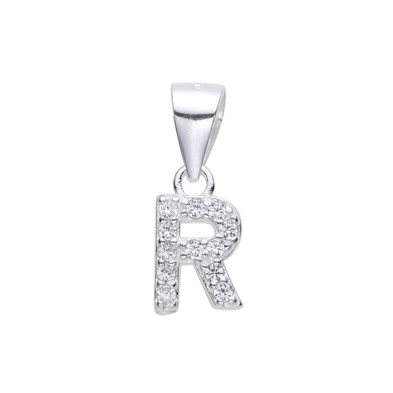 DIJE COLGANTE DE LETRA R MINI CON CIRCONES