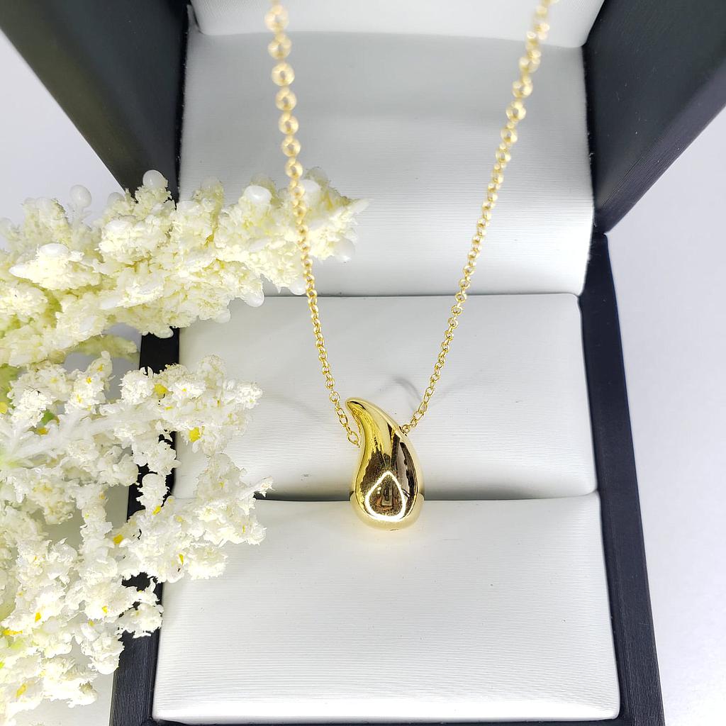 GARGANTILLA GOLD GOTA PLATA 925 CON BAÑO EN ORO 