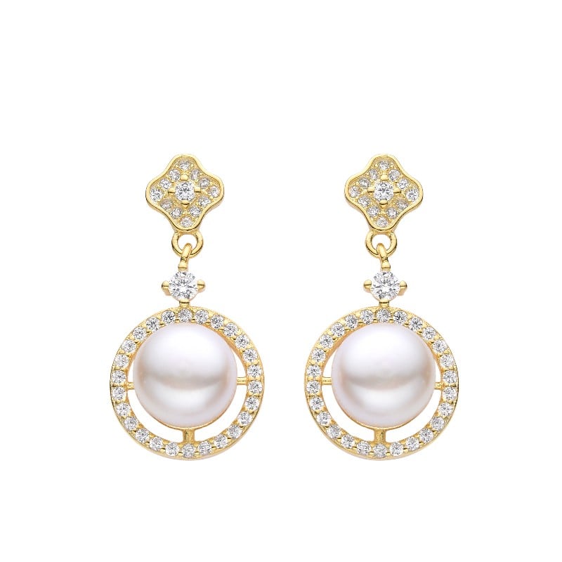 ZARCILLOS DE FLOR Y PERLA. ARETES, PENDIENTES, CIERRE TOPITO