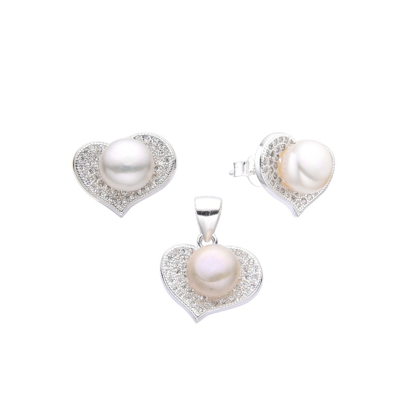 JUEGO DE CORAZÓN CON PERLA. SET, CONJUNTO