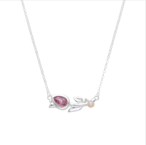 GARGANTILLA DE TULIPÁN Y PERLA. COLLAR, FLOR